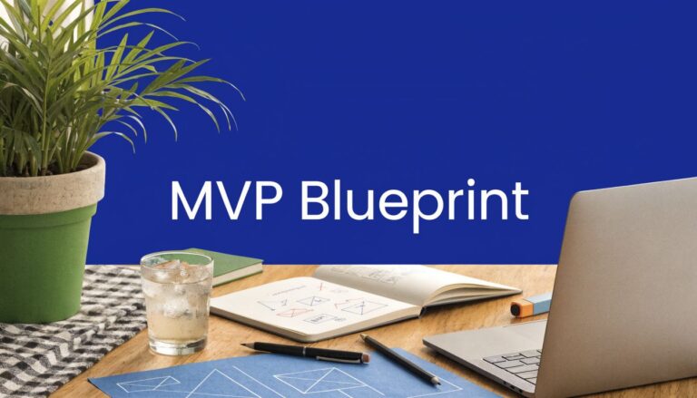 mvp development for startups workspace flatlay