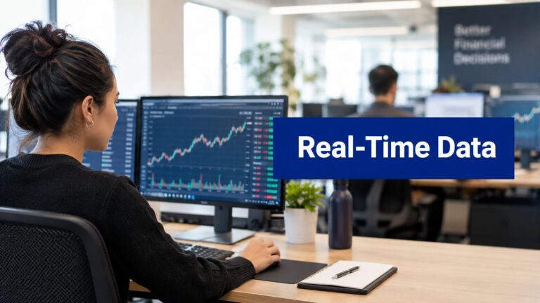 real time financial data trader office